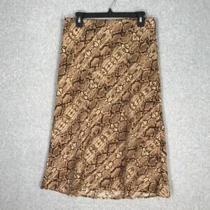 Rachel Zoe Skirt Women Size 6 Midi Satin Snake Animal Twee Career Neutral Church